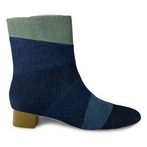NWT Etta Grove Judie Demi Boot in colorblock denim